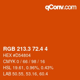 カラーコード: RGB 213.3 72.4 4 | qconv.com