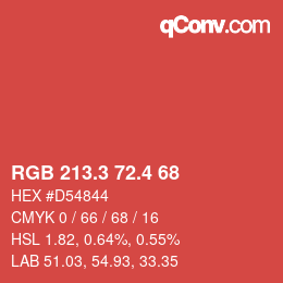 カラーコード: RGB 213.3 72.4 68 | qconv.com