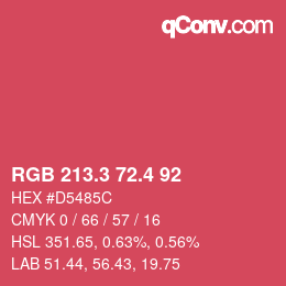 カラーコード: RGB 213.3 72.4 92 | qconv.com