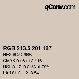 Color code: RGB 213.5 201 187 | qconv.com