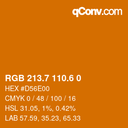 カラーコード: RGB 213.7 110.6 0 | qconv.com
