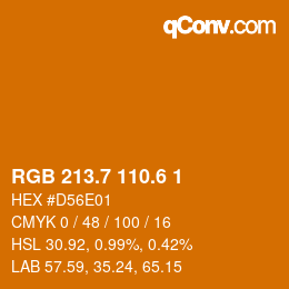 カラーコード: RGB 213.7 110.6 1 | qconv.com