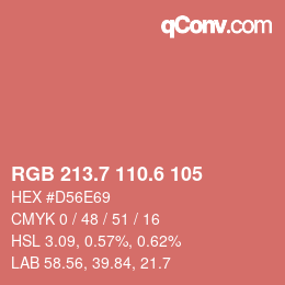 カラーコード: RGB 213.7 110.6 105 | qconv.com
