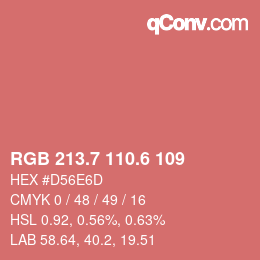 カラーコード: RGB 213.7 110.6 109 | qconv.com