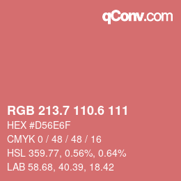 カラーコード: RGB 213.7 110.6 111 | qconv.com