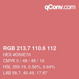 カラーコード: RGB 213.7 110.6 112 | qconv.com