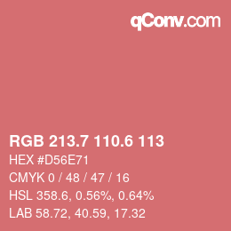 カラーコード: RGB 213.7 110.6 113 | qconv.com