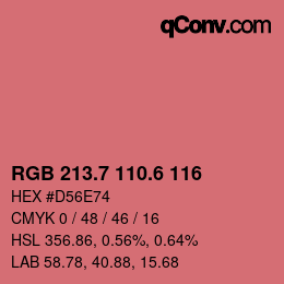 カラーコード: RGB 213.7 110.6 116 | qconv.com