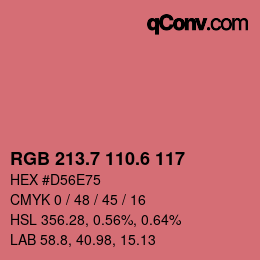 カラーコード: RGB 213.7 110.6 117 | qconv.com