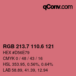 カラーコード: RGB 213.7 110.6 121 | qconv.com