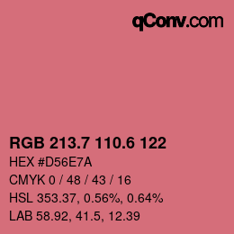 カラーコード: RGB 213.7 110.6 122 | qconv.com