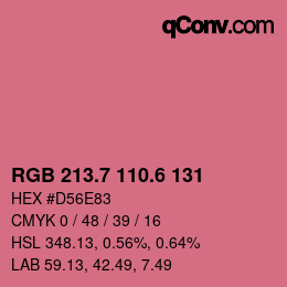 カラーコード: RGB 213.7 110.6 131 | qconv.com