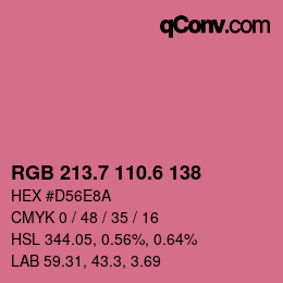 カラーコード: RGB 213.7 110.6 138 | qconv.com