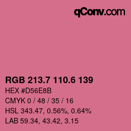 カラーコード: RGB 213.7 110.6 139 | qconv.com
