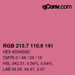 カラーコード: RGB 213.7 110.6 141 | qconv.com
