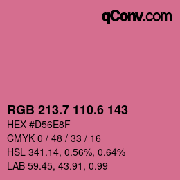 カラーコード: RGB 213.7 110.6 143 | qconv.com
