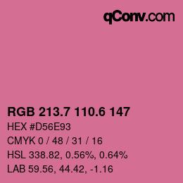 カラーコード: RGB 213.7 110.6 147 | qconv.com