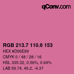 カラーコード: RGB 213.7 110.6 153 | qconv.com