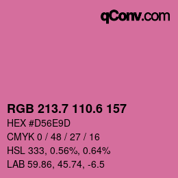 カラーコード: RGB 213.7 110.6 157 | qconv.com
