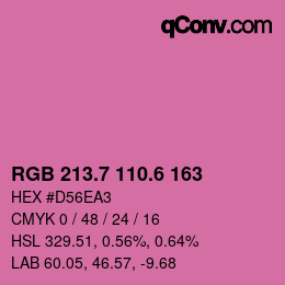 カラーコード: RGB 213.7 110.6 163 | qconv.com