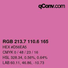 カラーコード: RGB 213.7 110.6 165 | qconv.com