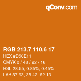 カラーコード: RGB 213.7 110.6 17 | qconv.com