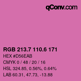 カラーコード: RGB 213.7 110.6 171 | qconv.com
