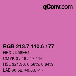 カラーコード: RGB 213.7 110.6 177 | qconv.com
