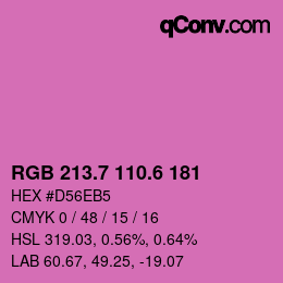 カラーコード: RGB 213.7 110.6 181 | qconv.com
