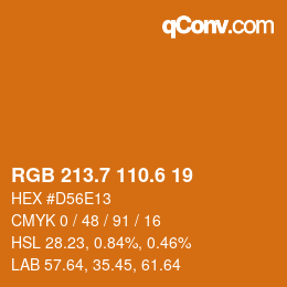 カラーコード: RGB 213.7 110.6 19 | qconv.com
