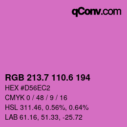 カラーコード: RGB 213.7 110.6 194 | qconv.com