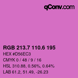 カラーコード: RGB 213.7 110.6 195 | qconv.com