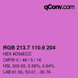カラーコード: RGB 213.7 110.6 204 | qconv.com