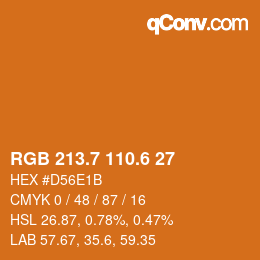 カラーコード: RGB 213.7 110.6 27 | qconv.com