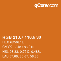 カラーコード: RGB 213.7 110.6 30 | qconv.com