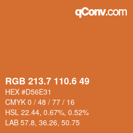 カラーコード: RGB 213.7 110.6 49 | qconv.com