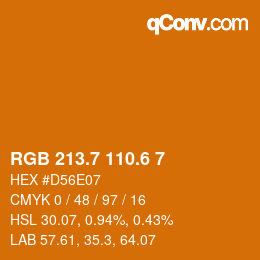 カラーコード: RGB 213.7 110.6 7 | qconv.com