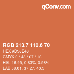 カラーコード: RGB 213.7 110.6 70 | qconv.com