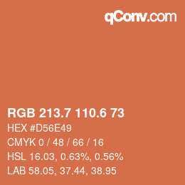 カラーコード: RGB 213.7 110.6 73 | qconv.com