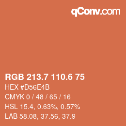 カラーコード: RGB 213.7 110.6 75 | qconv.com