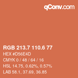 カラーコード: RGB 213.7 110.6 77 | qconv.com