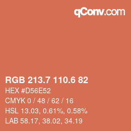 カラーコード: RGB 213.7 110.6 82 | qconv.com