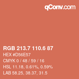 カラーコード: RGB 213.7 110.6 87 | qconv.com