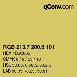カラーコード: RGB 213.7 200.6 101 | qconv.com