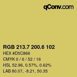 カラーコード: RGB 213.7 200.6 102 | qconv.com
