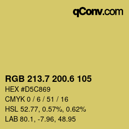 カラーコード: RGB 213.7 200.6 105 | qconv.com