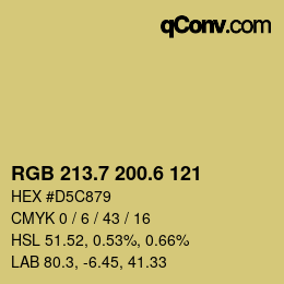 カラーコード: RGB 213.7 200.6 121 | qconv.com