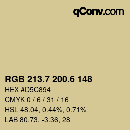 カラーコード: RGB 213.7 200.6 148 | qconv.com