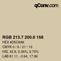 カラーコード: RGB 213.7 200.6 168 | qconv.com