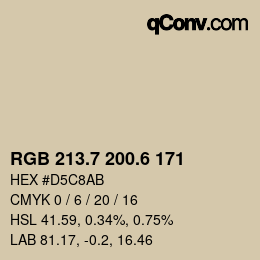 カラーコード: RGB 213.7 200.6 171 | qconv.com